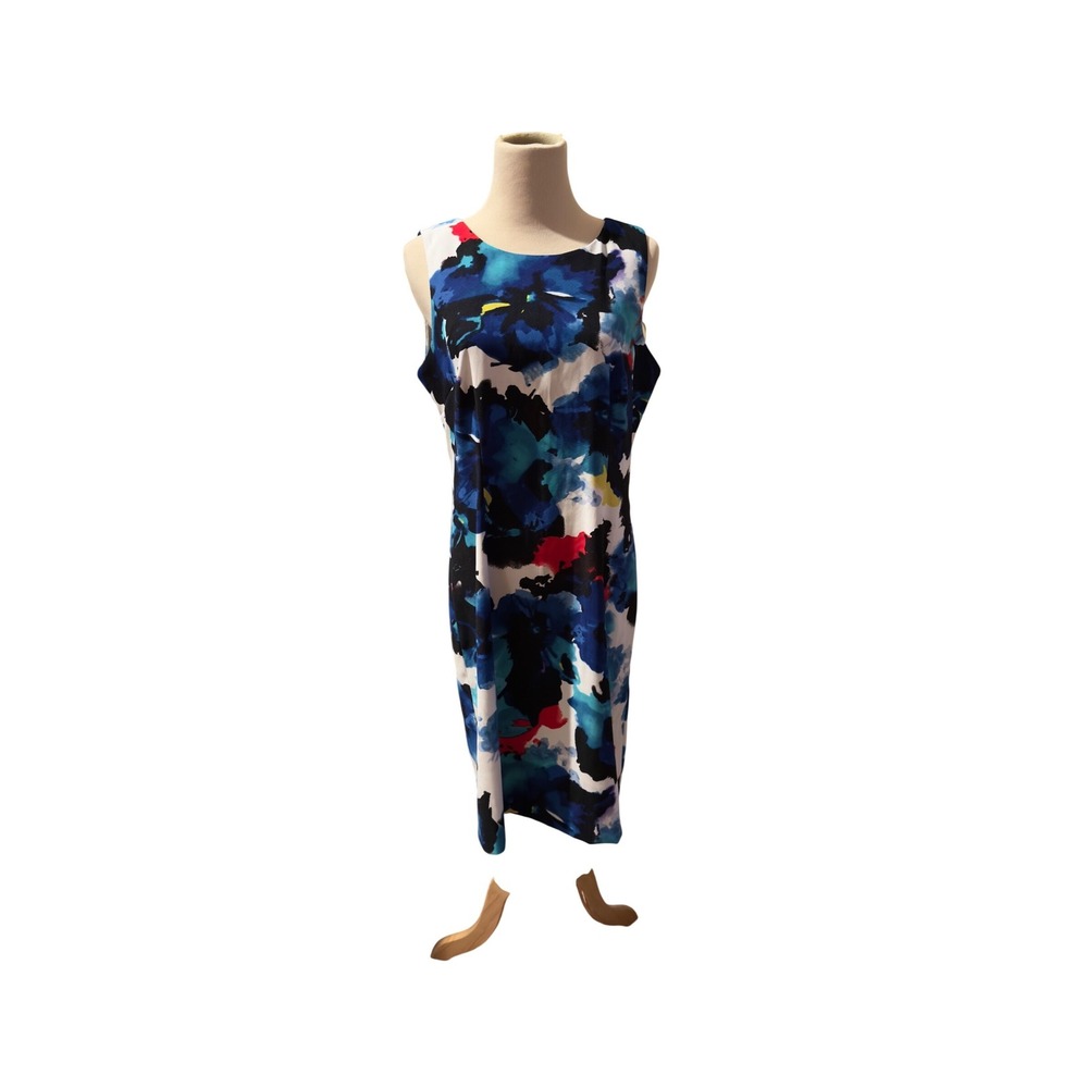 MARIO SERRANI‎ ITALY Floral Abstract Print Sleeveless Sheath Dress Size 8